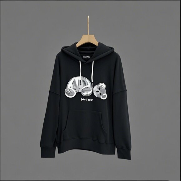 NWT Palm Angels White Decapitation Bear Skull Hoodie Black